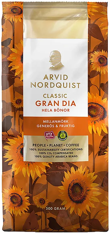ARVID NORDQUIST GRAN DIA HELE BØNNER 500G ARVID NORDQUIST GRAN DIA HELE BØNNER 500G