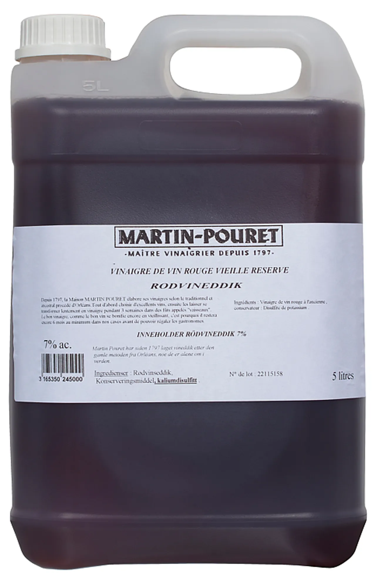 RØDVINSEDDIK 5L MARTIN POURET