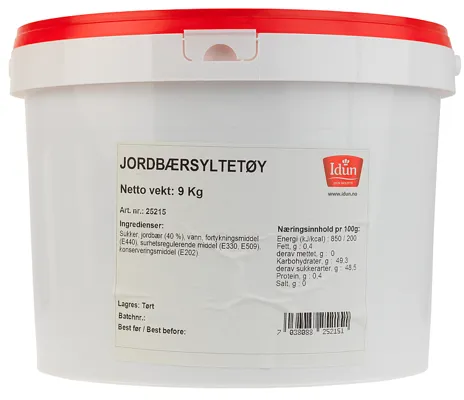 JORDBÆRSYLTETØY SPANN 9 KG JORDBÆRSYLTETØY SPANN 9 KG