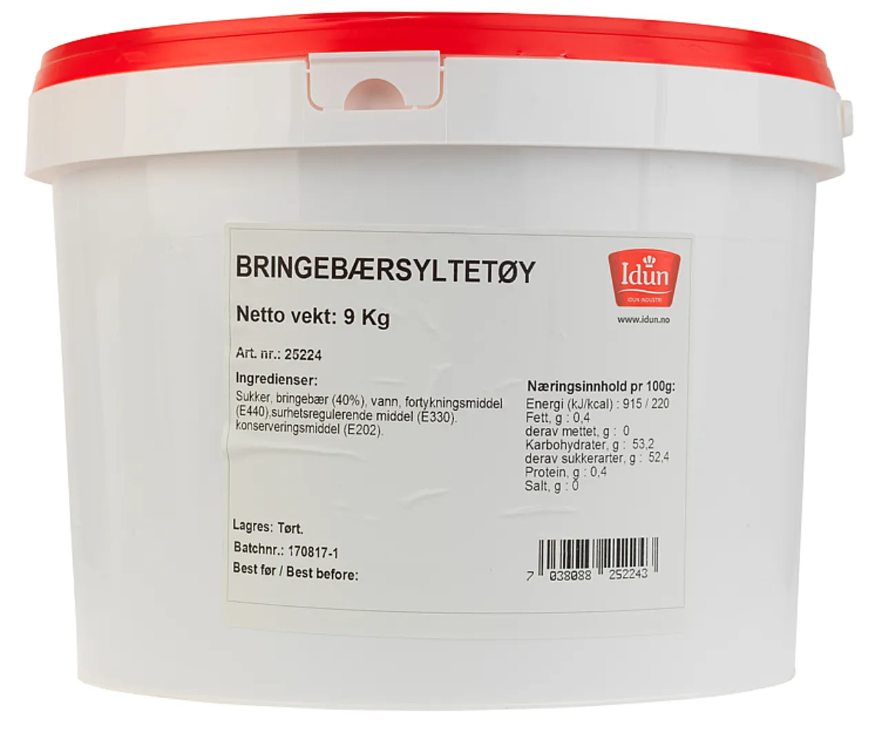 IDUN BRINGEBÆRSYLTETØY SPANN 9 KG