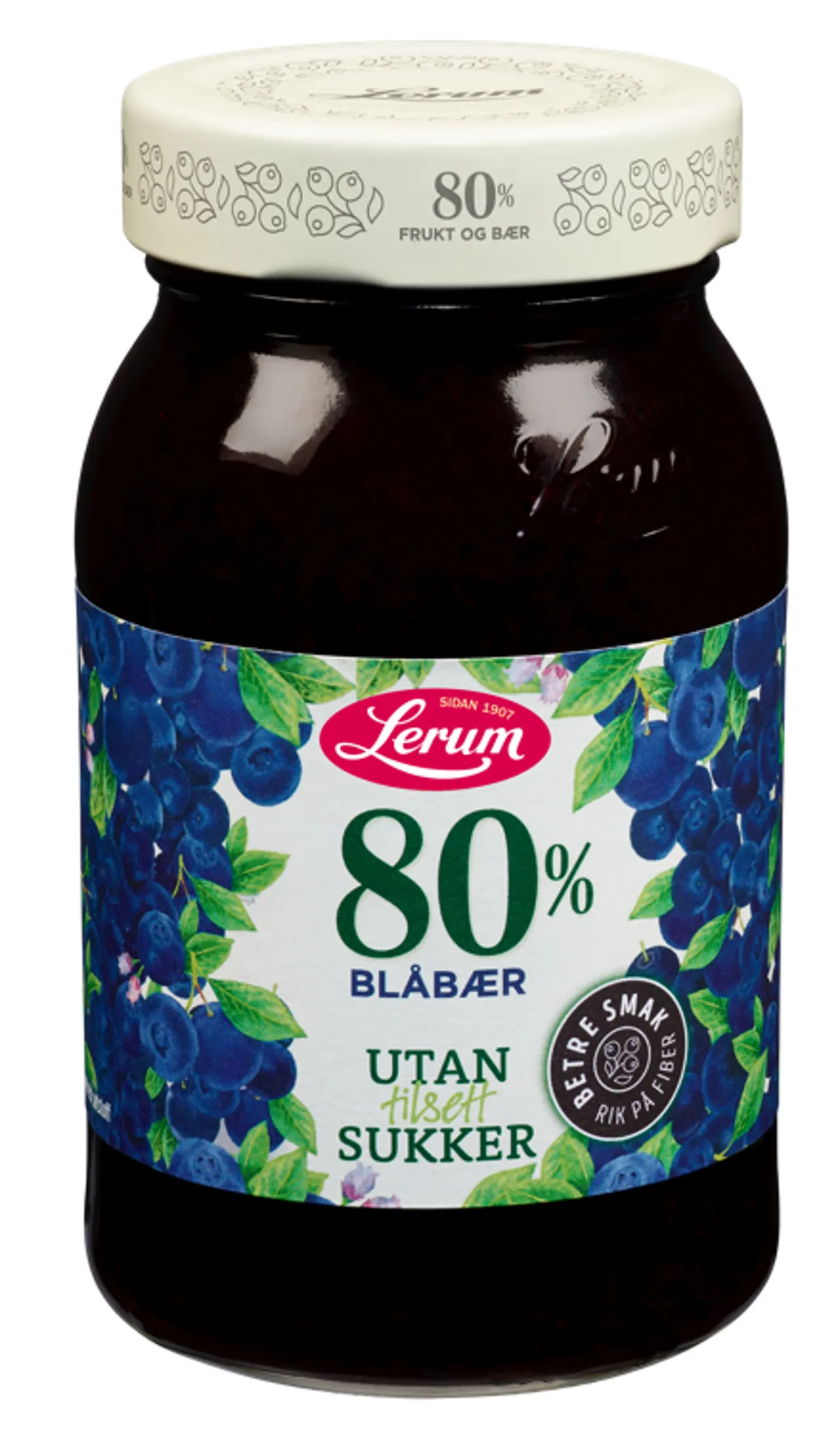 BLÅBÆRSYLTETØY UTAN TILSETT SUKKER 330G LERUM