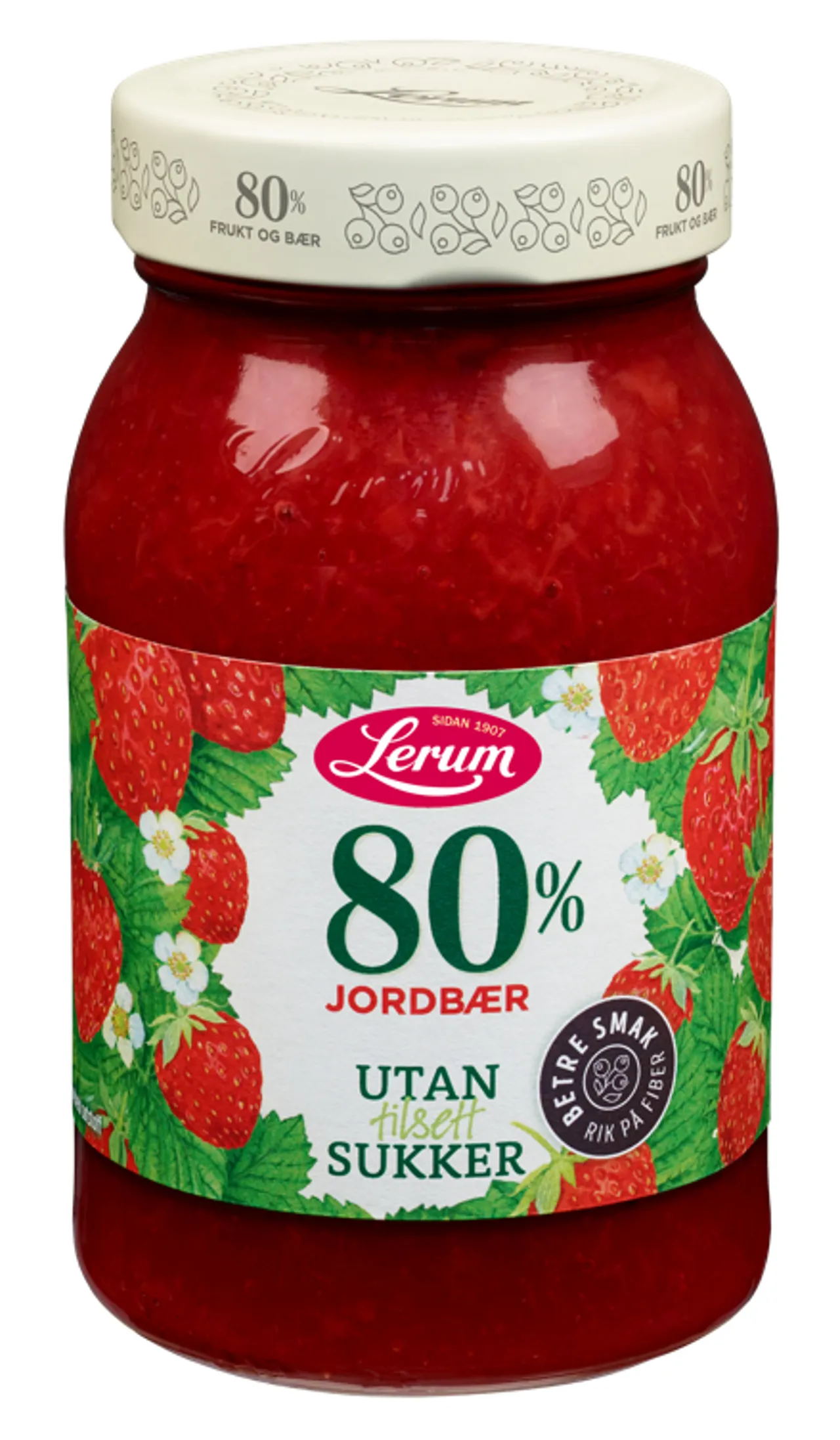 JORDBÆRSYLTETØY UTAN TILSETT SUKKER 330G LERUM