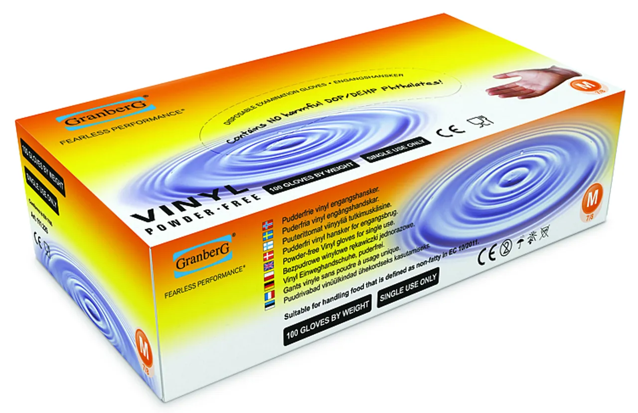 ENGANGSHANSKER XL ULTRASOFT VINYL/PVC, PUDDERFRI KLAR FARGE