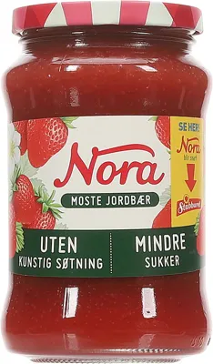 Nora Moste Jordbær Mindre Sukker 530g
