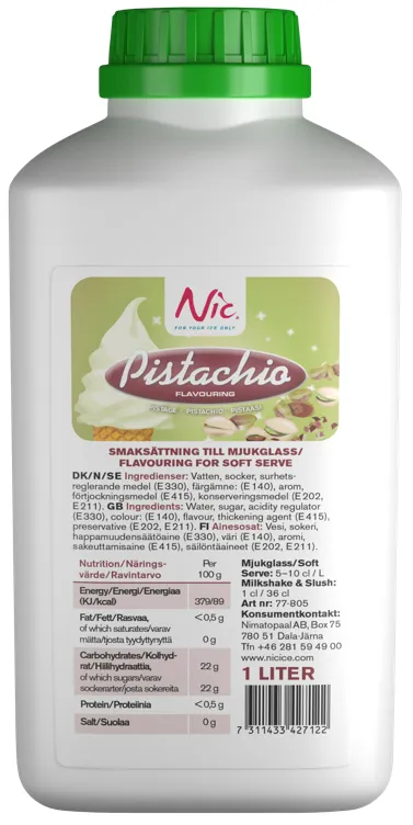 NIC SIRUP MED SMAK AV PISTASJ, 1L NIC SIRUP MED SMAK AV PISTASJ, 1L