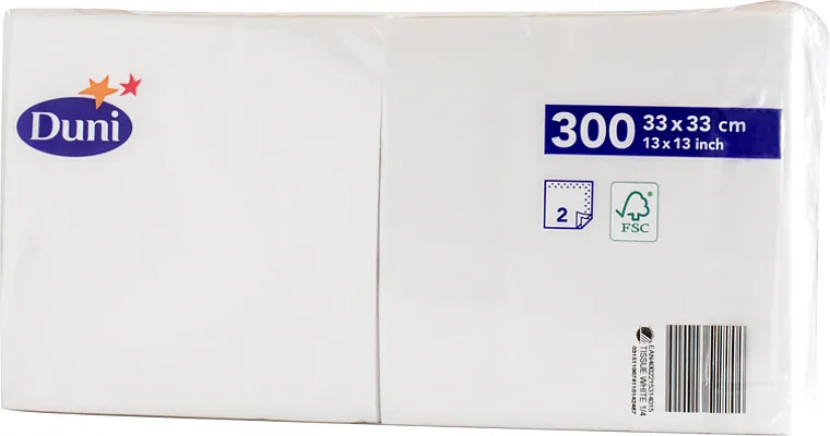 Serviett 2l 33cm Hvit 300x4stk