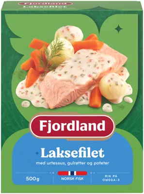 Laksefilet Med Urtesaus Gulrøtter Og Poteter 500g Fjordland