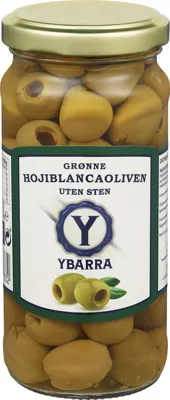 YBARRA GRØNNE HOJIBLANCAOLIVEN UTEN STEN 230G YBARRA GRØNNE HOJIBLANCAOLIVEN UTEN STEN 230G