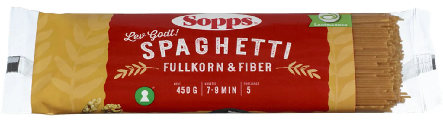 SOPPS SPAGHETTI FULLKORN 450G SOPPS SPAGHETTI FULLKORN 450G