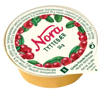TYTTEBÆRSYLT PORSJ 24G NORA TYTTEBÆRSYLT PORSJ 24G NORA