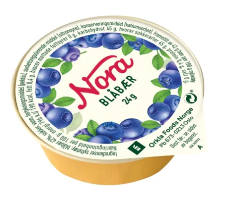 BLÅBÆRSYLT PORSJ 24G NORA BLÅBÆRSYLT PORSJ 24G NORA