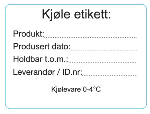 Etikett 71x53mm Kjøl Med Sort Tekst Rull 1000 Labler