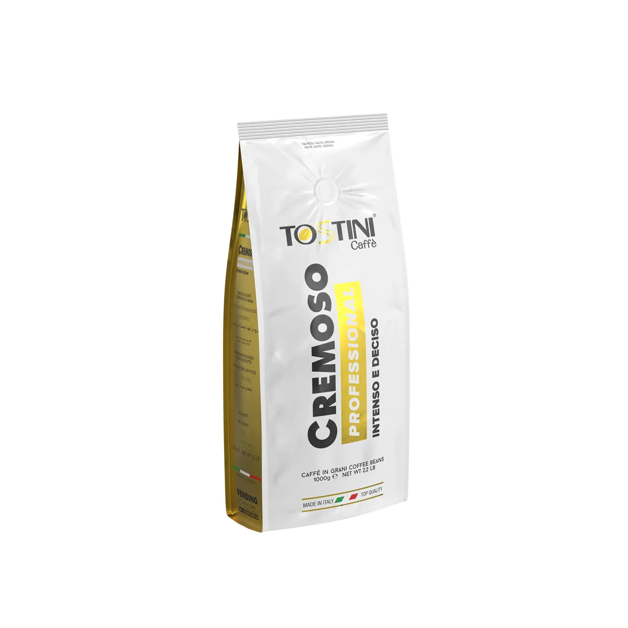 KAFFE CREMOSO HELE BØNNER 1KG POSE TOSTINI