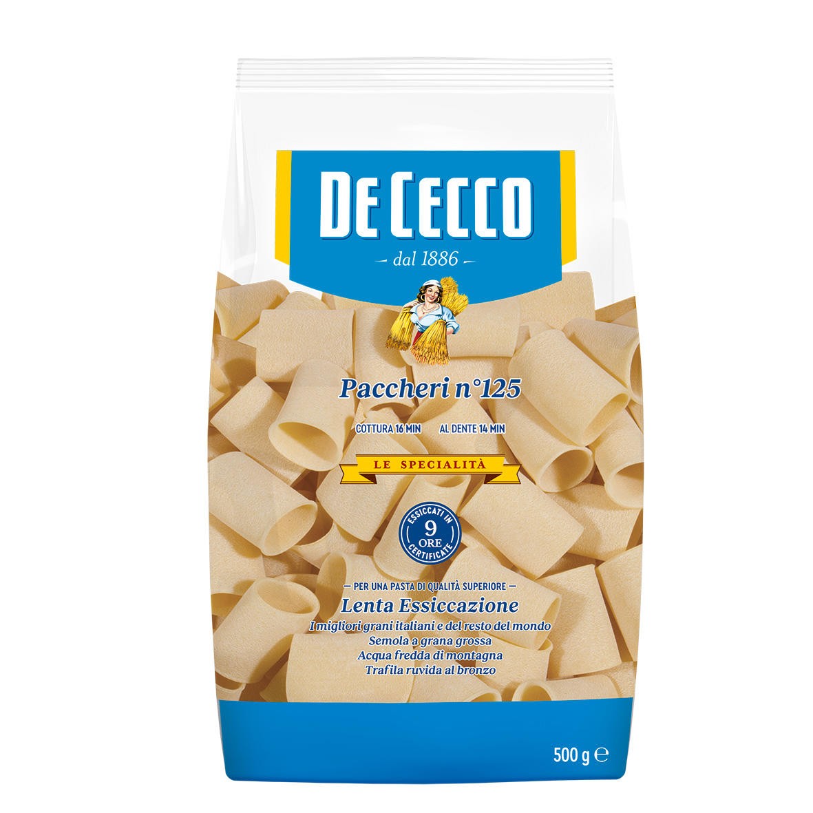 PACCHERI PASTA TØRR DE CECCO IFB 500G