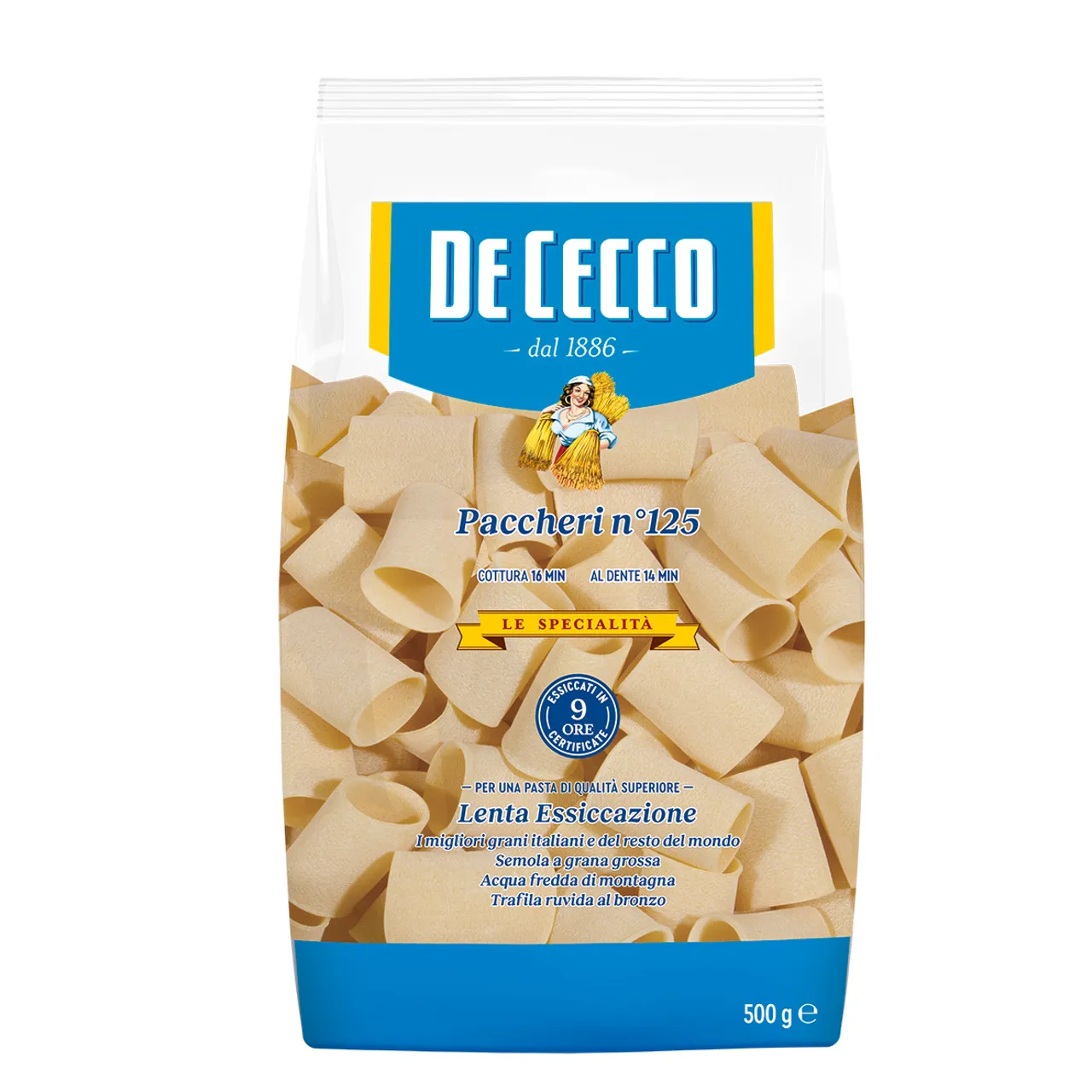 PACCHERI PASTA TØRR DE CECCO IFB 500G