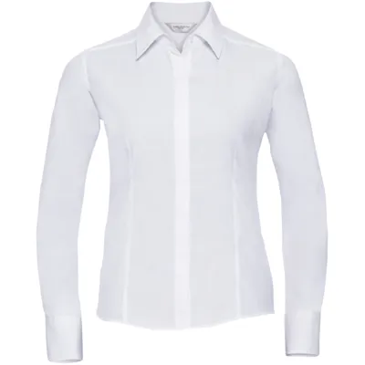 Dameskjorte Figurnær Poplin Easy Care Sort M