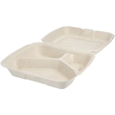 Take-Away Boks Bagasse 3-Rom 100 Pk