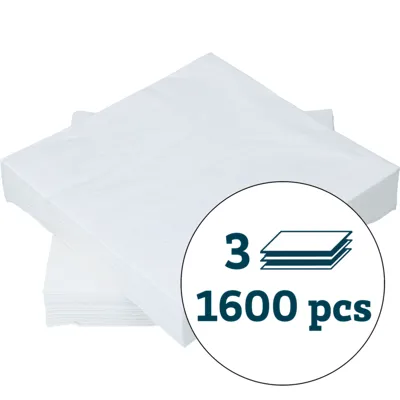 SERVIETT 3-LAG HVIT 33X33CM 50 PK SERVIETT 3-LAG HVIT 33X33CM 50 PK