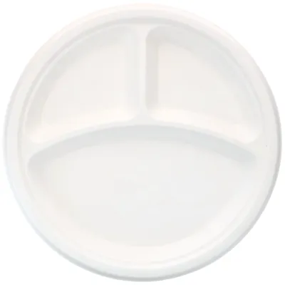 Bagassetallerken Hvit 3-Roms 2 50pk