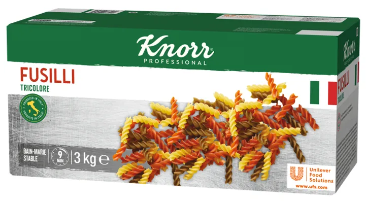 FUSILLI TRICOLORE PASTA 3KG KNORR FUSILLI TRICOLORE PASTA 3KG KNORR