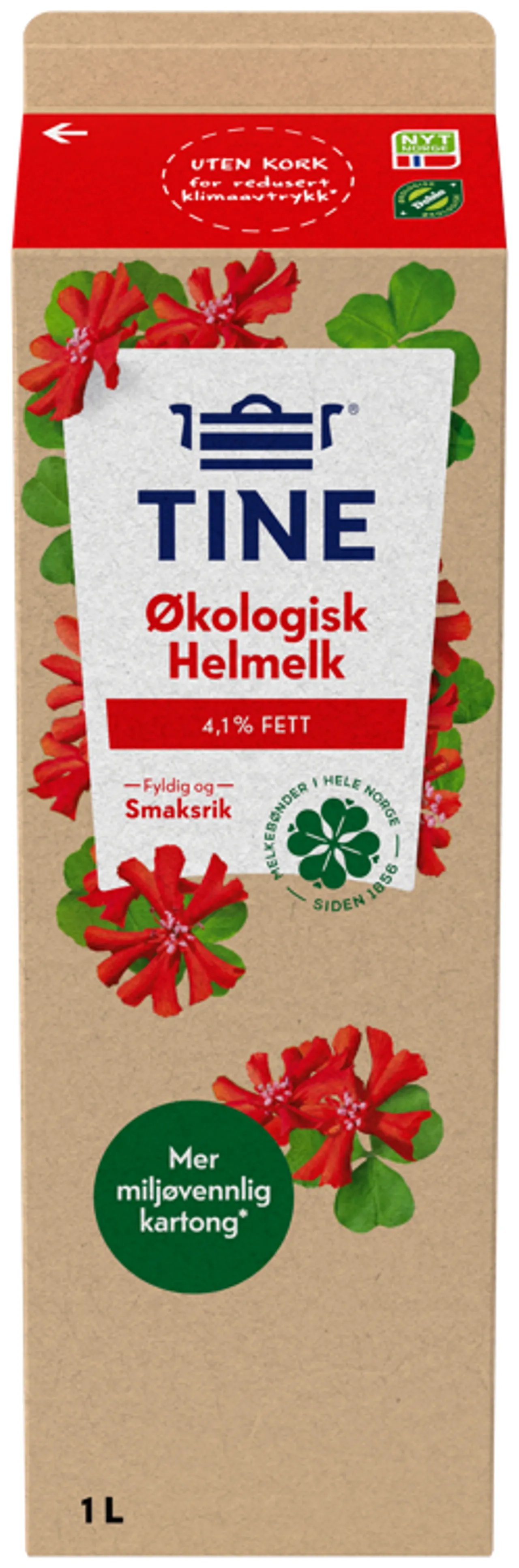 TINEMELK HEL 4.1% ØKOLOGISK 1L TINE