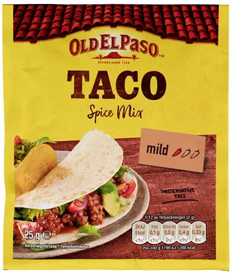 OLD EL PASO TACO SPICE MIX 25G OLD EL PASO TACO SPICE MIX 25G