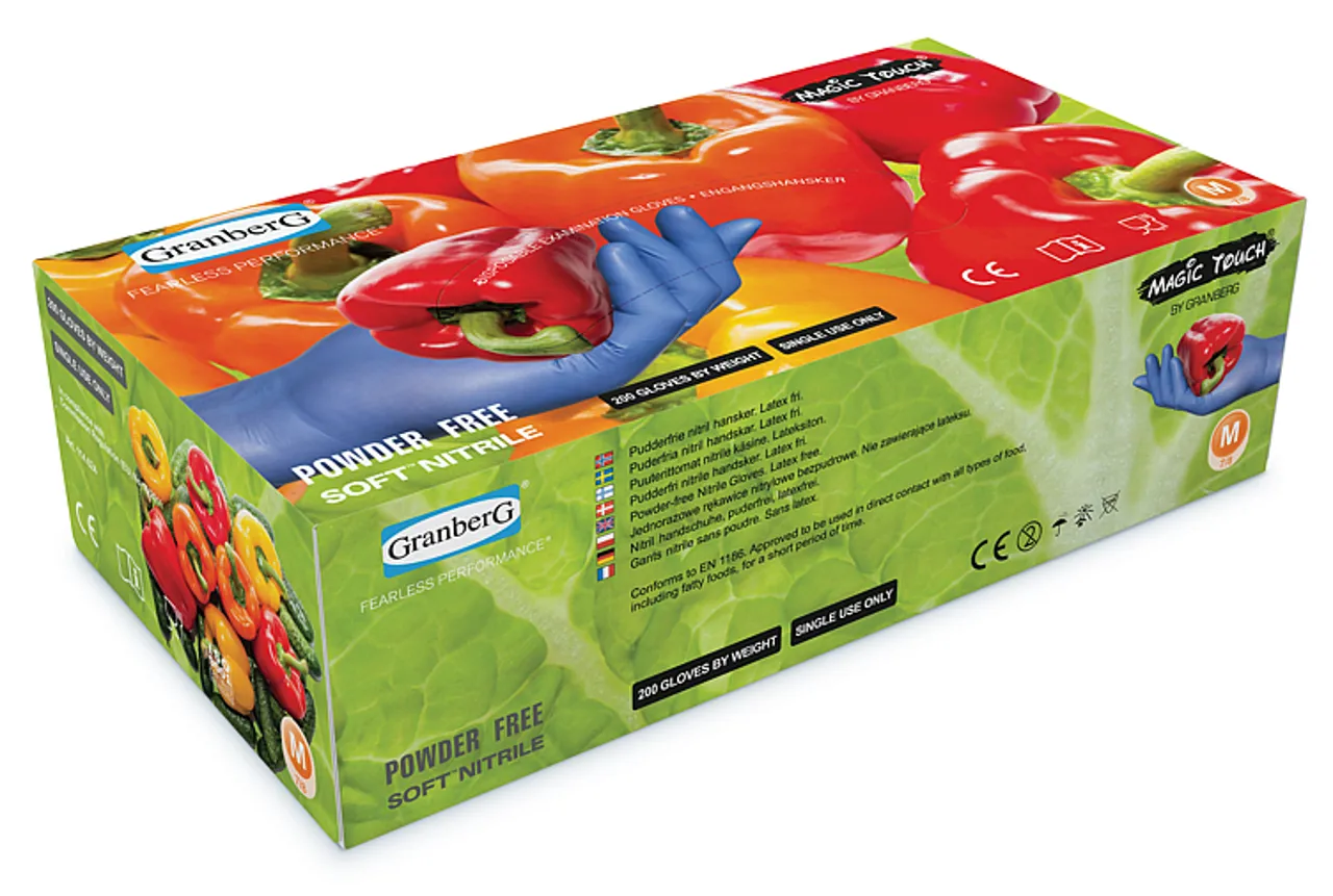 ENGANGSHANSKER (M) MAGIC TOUCH® SOFT NITRILE™, PUDDERFRI