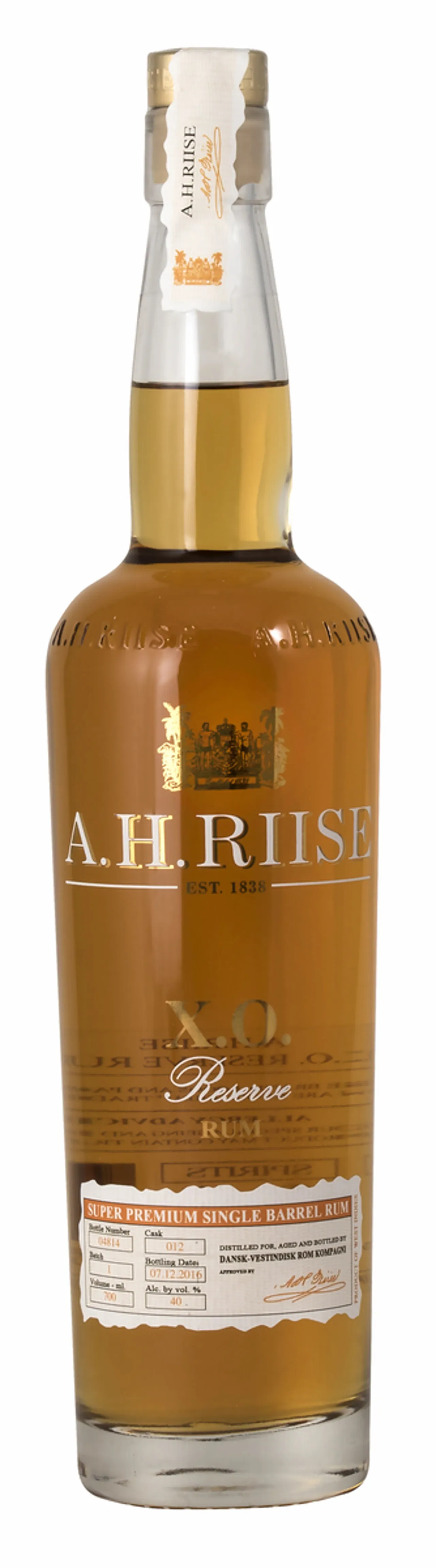 A. H. RIISE XO RESERVE RUM 40% 70CL
