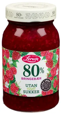BRINGEBÆRSYLTETØY UTAN TILSETT SUKKER 330G LERUM BRINGEBÆRSYLTETØY UTAN TILSETT SUKKER 330G LERUM