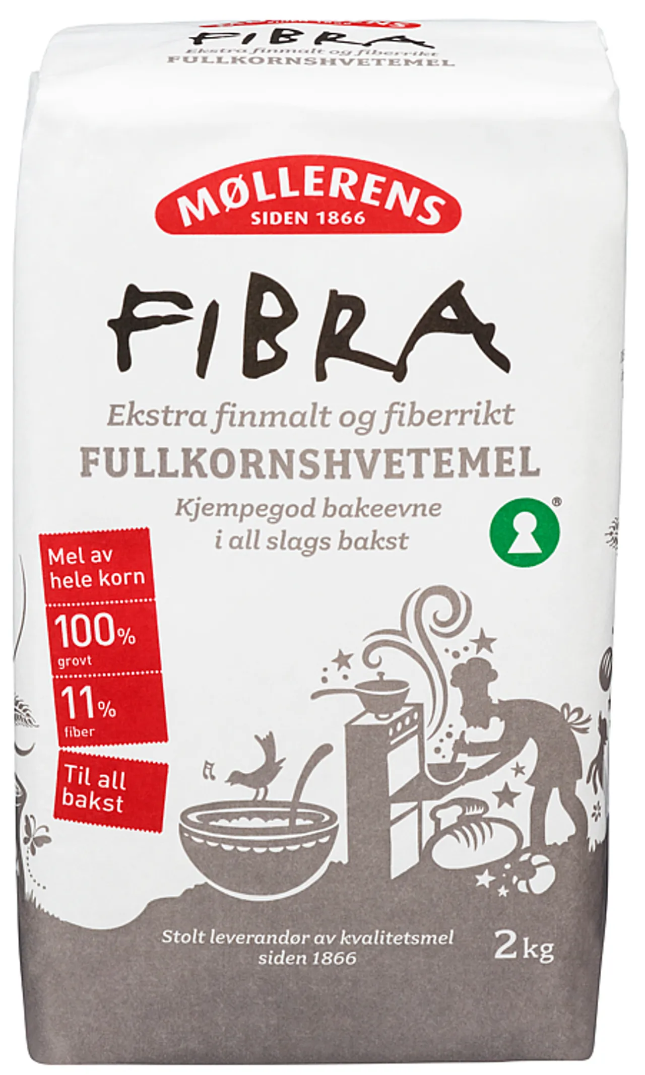 FIBRA FULLKORNSHVETEMEL 2KG MØLLERENS