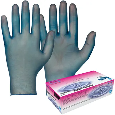ENGANGSHANSKER VINYL/PVC, PUDDERFRI BLÅ FARGE SIZE XL ENGANGSHANSKER VINYL/PVC, PUDDERFRI BLÅ FARGE SIZE XL