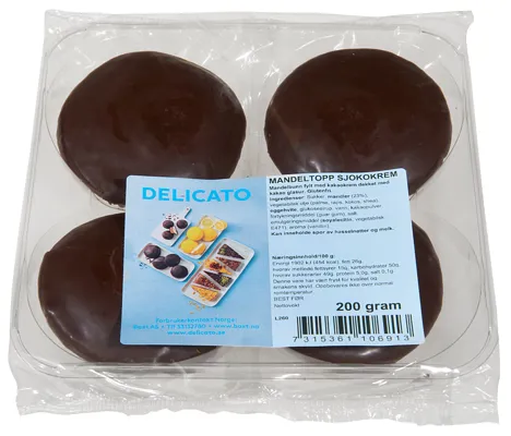 MANDELTOPP M SJOKOLADE 200G DELICATO MANDELTOPP M SJOKOLADE 200G DELICATO