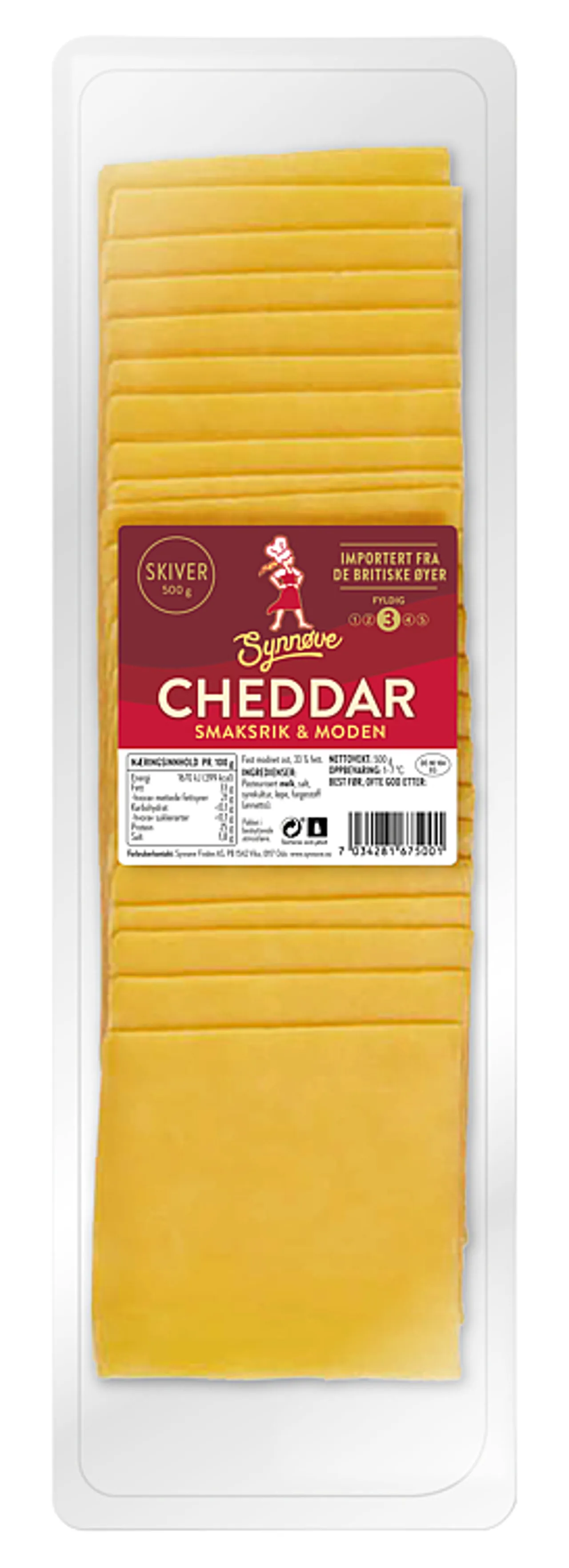SYNNØVE CHEDDAR SKIVET 500G