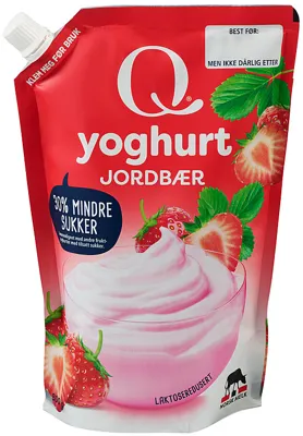Q Frokostyoghurt Jordbær 800g Pose