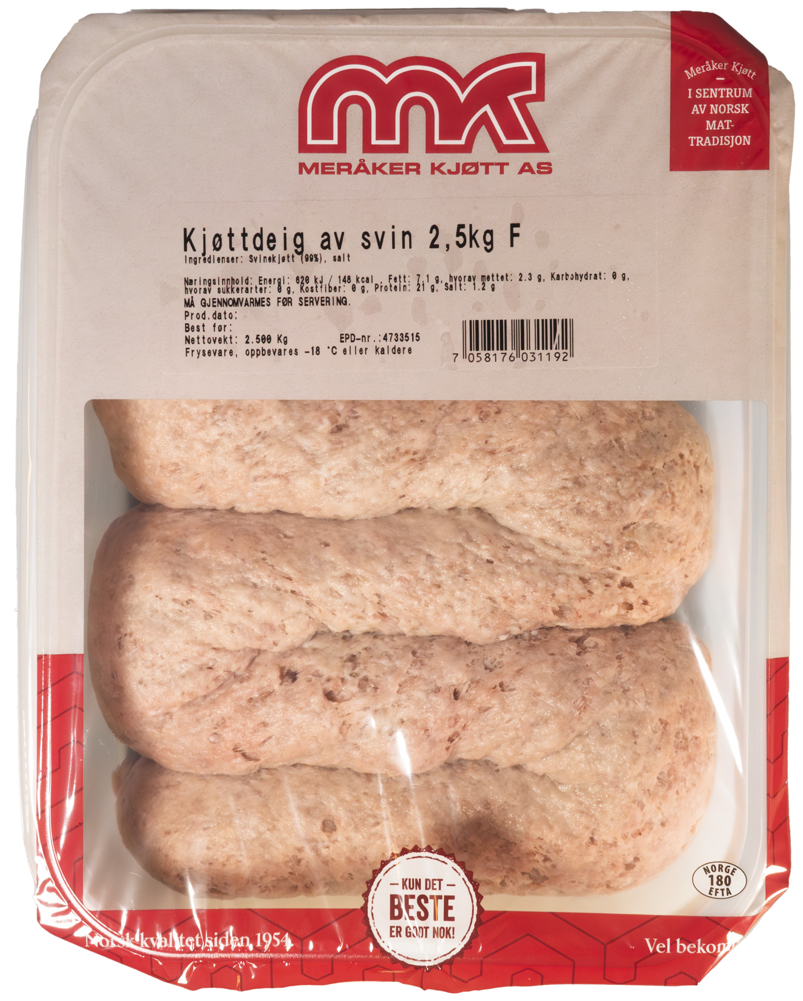 KJØTTDEIG AV SVIN MERÅKER KJØTT 2,5KG