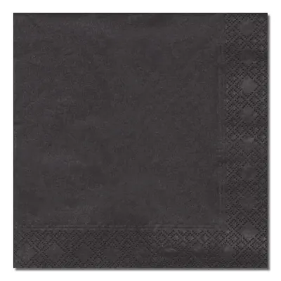 Servietter Svart 12x12cm 2lag