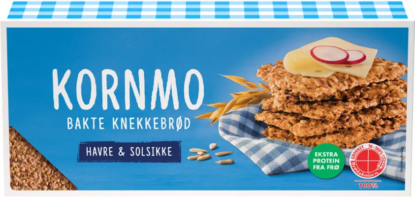 KORNMO KNEKKEBRØD HAVRE&SOLSIK 200G KORNMO KNEKKEBRØD HAVRE&SOLSIK 200G