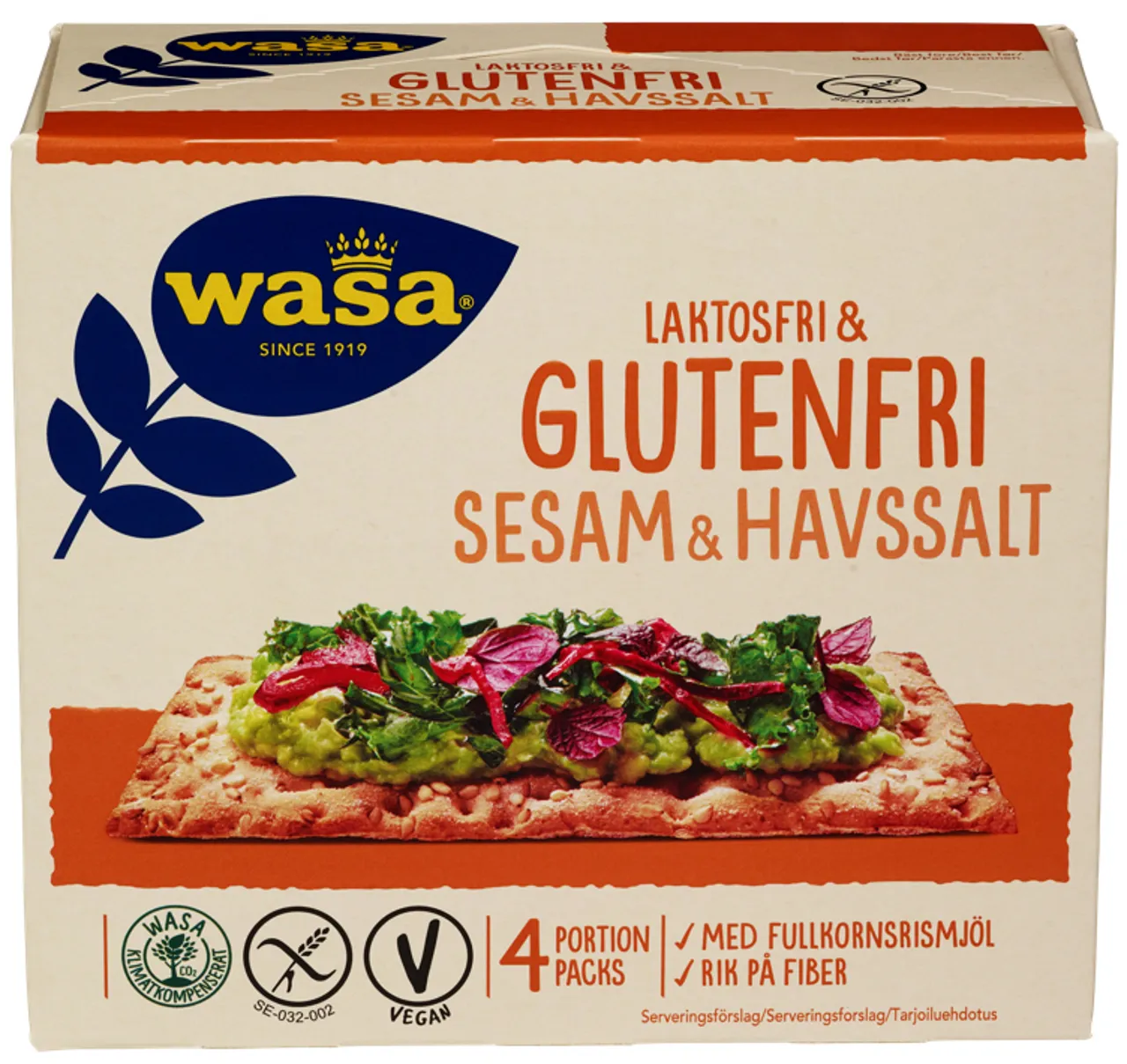 WASA KNEKKEBRØD SESAM&HAVSALT GLUTENFRI 240G