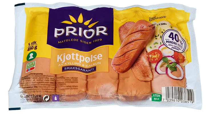 Kjøttpølse Kylling/Kalkun Skinnfri 450g
