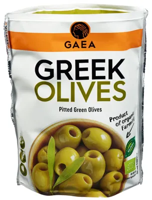 Gaea Organic Olives Pitted Green 8x150g