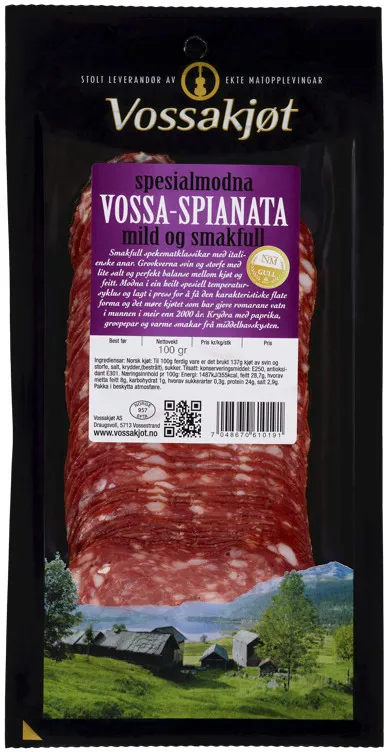 Vossa Spianata 100g Skivet Vossakjøt