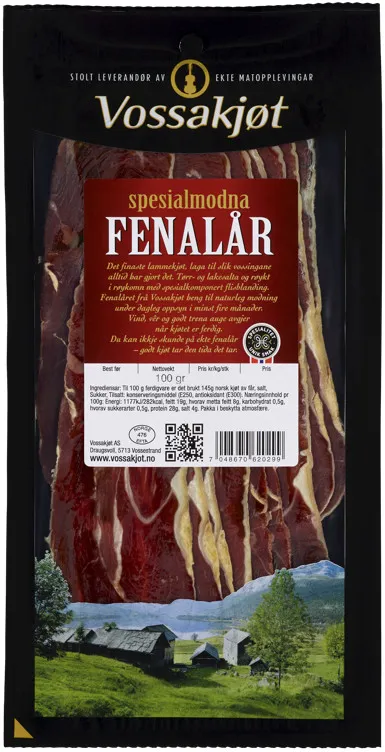 Eldhusrøykt Fenalår 100g Vossakjøt