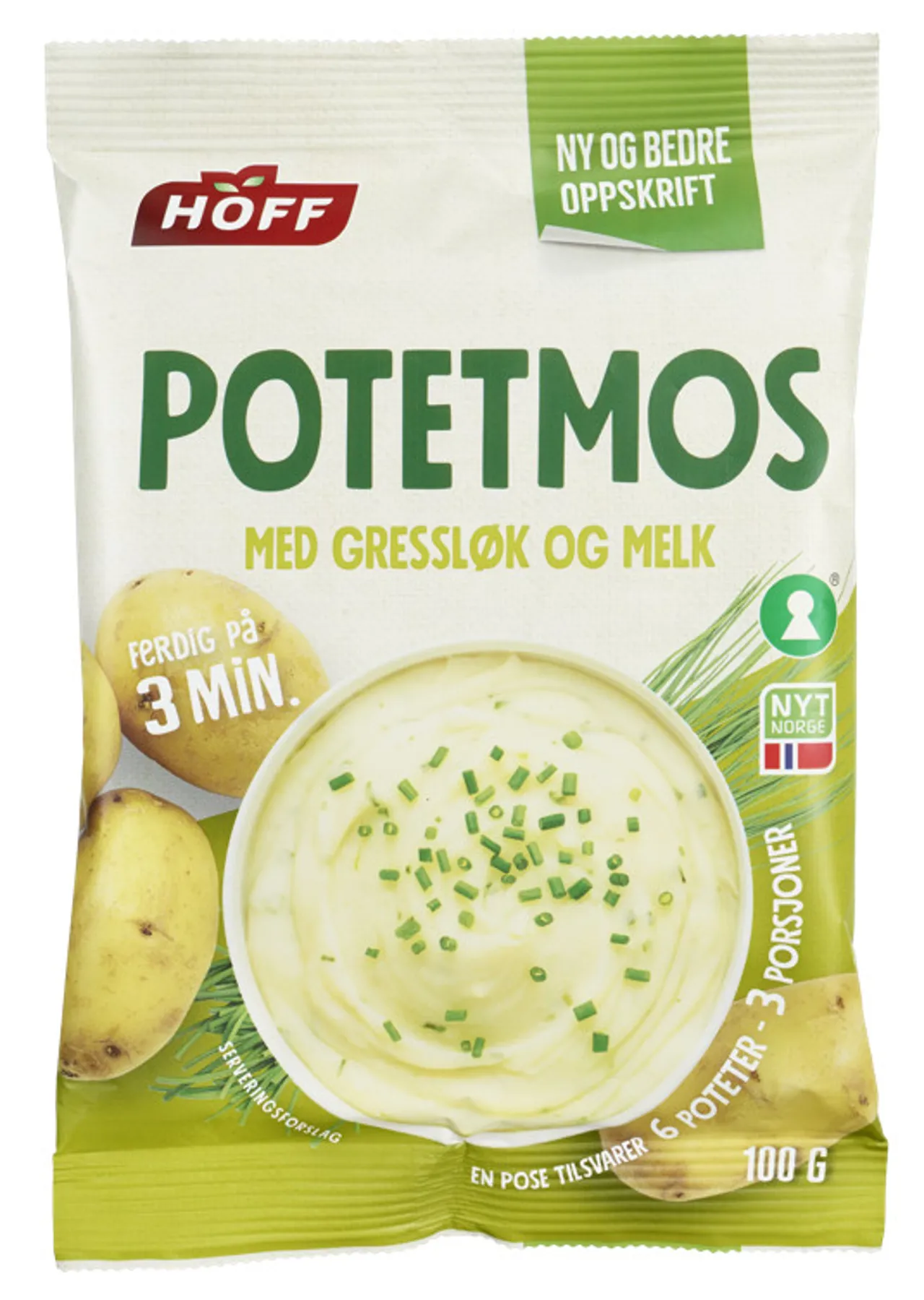 HOFF POTETMOS MED GRESSLØK OG MELK, 100G