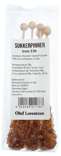 Sukkerpinner Brune 6stk Candy