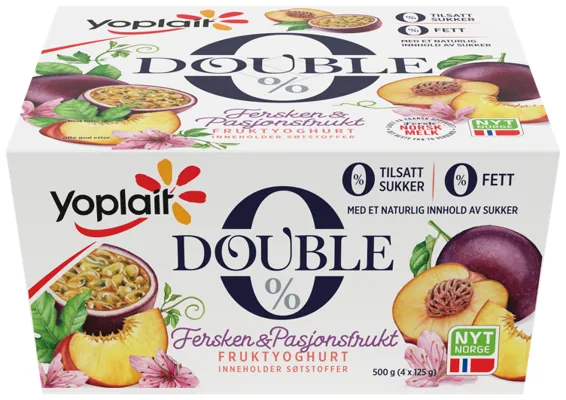 Double 0 Fersken/Pasjon 4x125g Yoplait