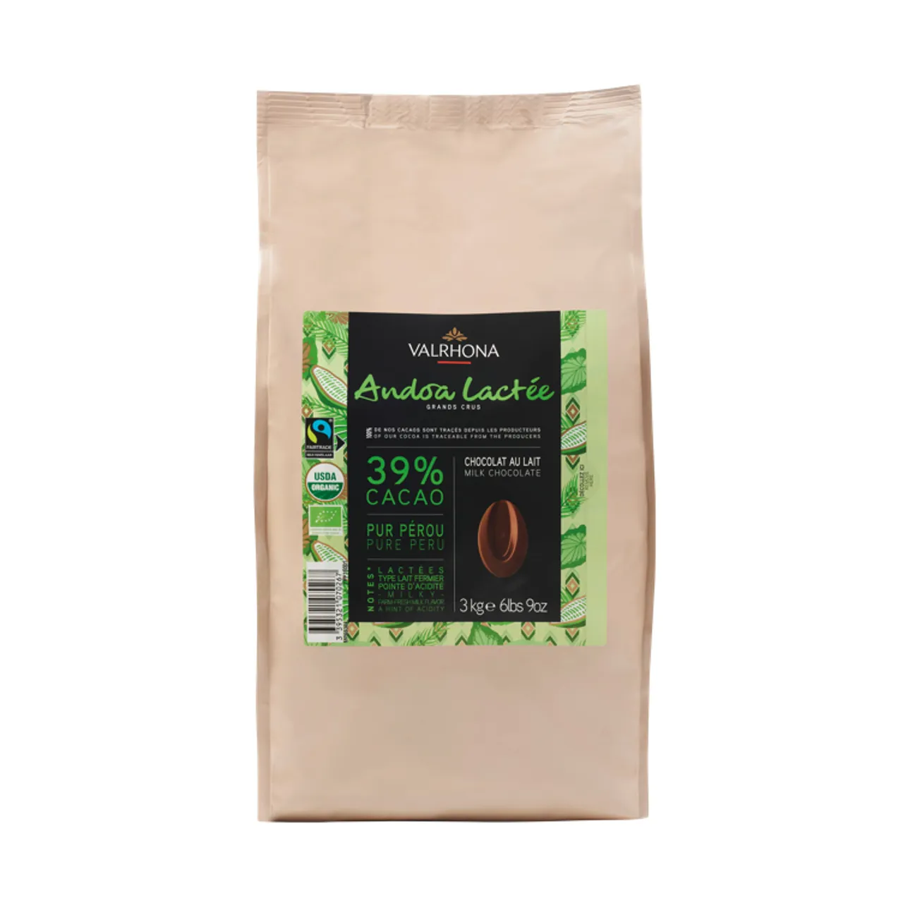 MELKESJOKOLADE 39% FAIR TRADE 9KG VALRHONA