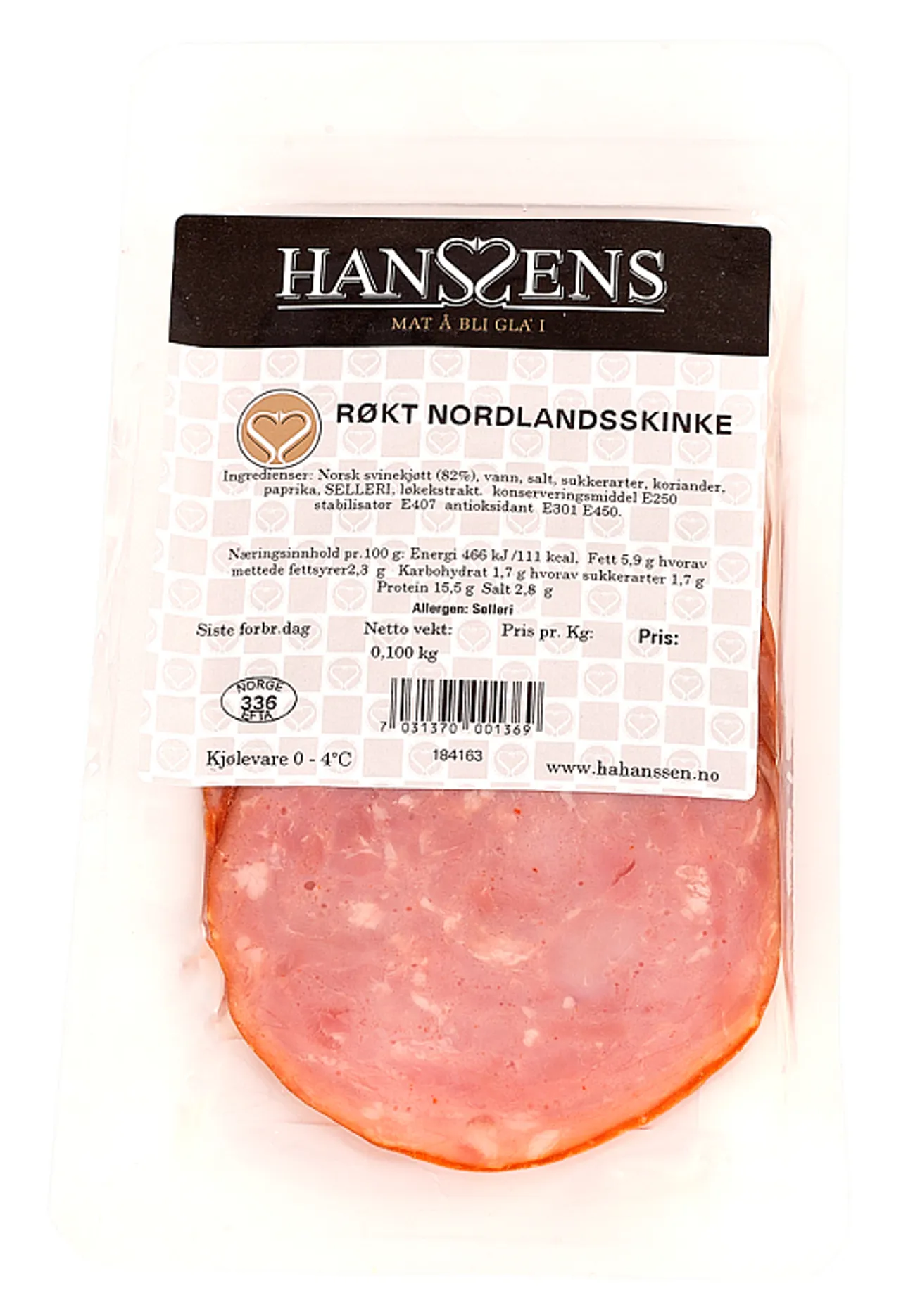 RØKT NORDLANDSKINKE SK 100G HANSSENS