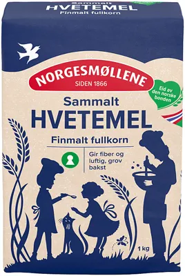 Sammalt Hvetemel Finmalt Fullkorn, 1kg Møllerens