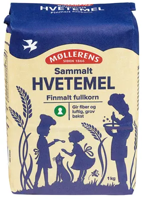 SAMMALT HVETEMEL FINMALT FULLKORN, 1KG MØLLERENS SAMMALT HVETEMEL FINMALT FULLKORN, 1KG MØLLERENS