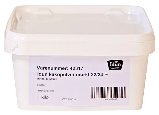Idun Kakaopulver Mørk 22-24 % Boks 1 Kg